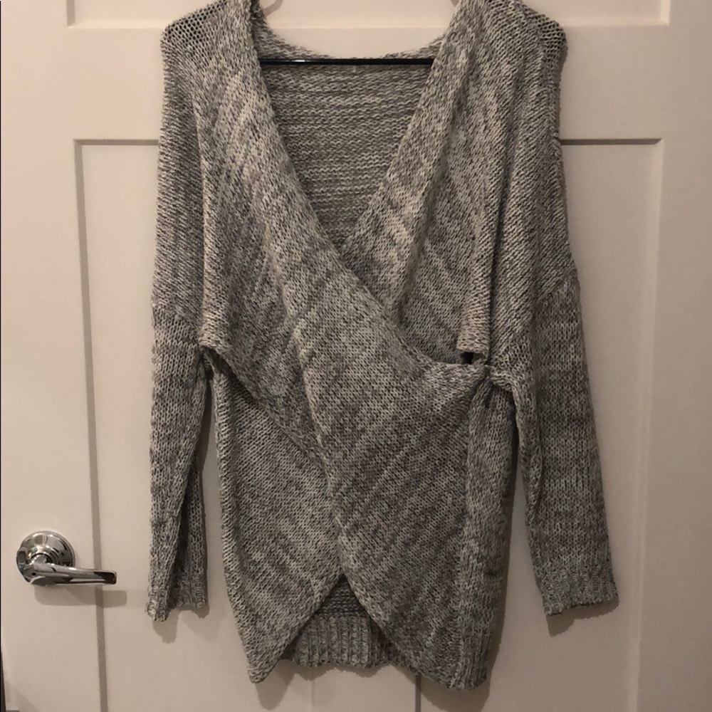 overlapped v neck sweater